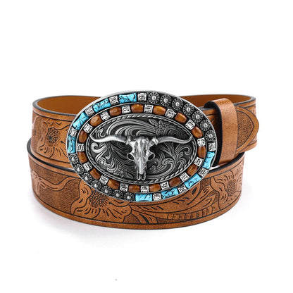 Ledergürtel Western Stil Cowboy Vintage Braun