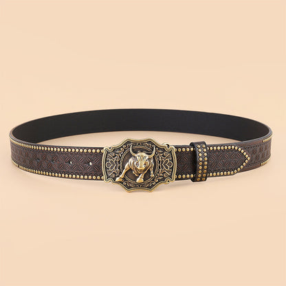 Ledergürtel Western Stil Cowboy Vintage Braun - BerlinGlamour