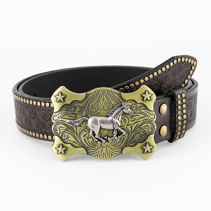 Ledergürtel Western Stil Cowboy Vintage Braun
