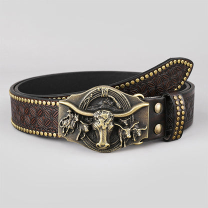 Ledergürtel Western Stil Cowboy Vintage Braun