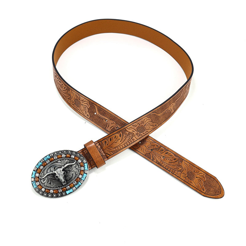 Ledergürtel Western Stil Cowboy Vintage Braun