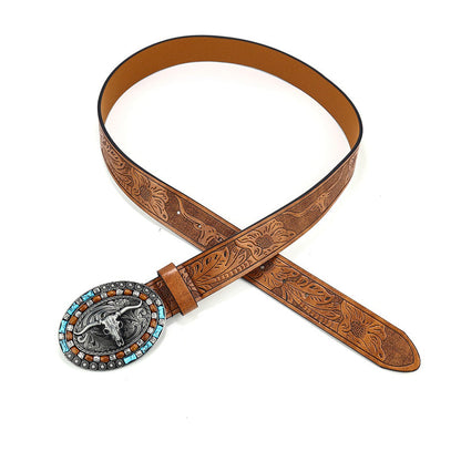 Ledergürtel Western Stil Cowboy Vintage Braun