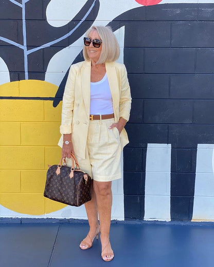 Geblümte Sommerjacke & Shorts Set Leicht
