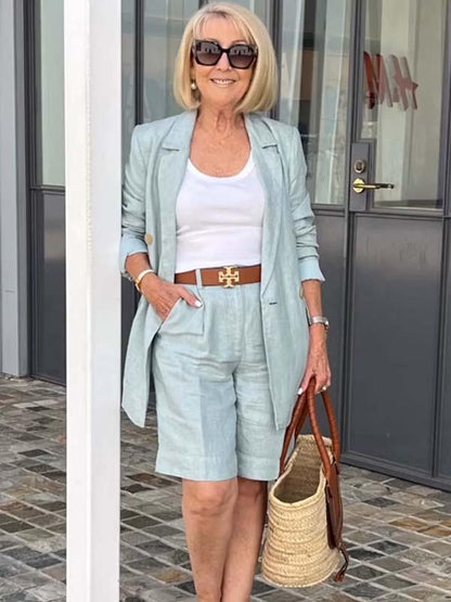 Geblümte Sommerjacke & Shorts Set Leicht