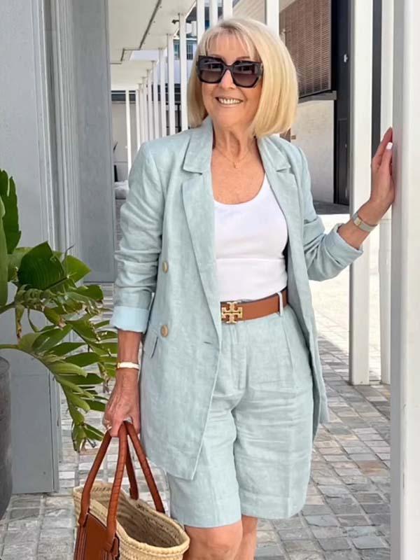 Geblümte Sommerjacke & Shorts Set Leicht - BerlinGlamour