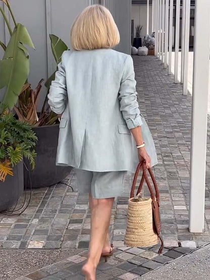 Geblümte Sommerjacke & Shorts Set Leicht