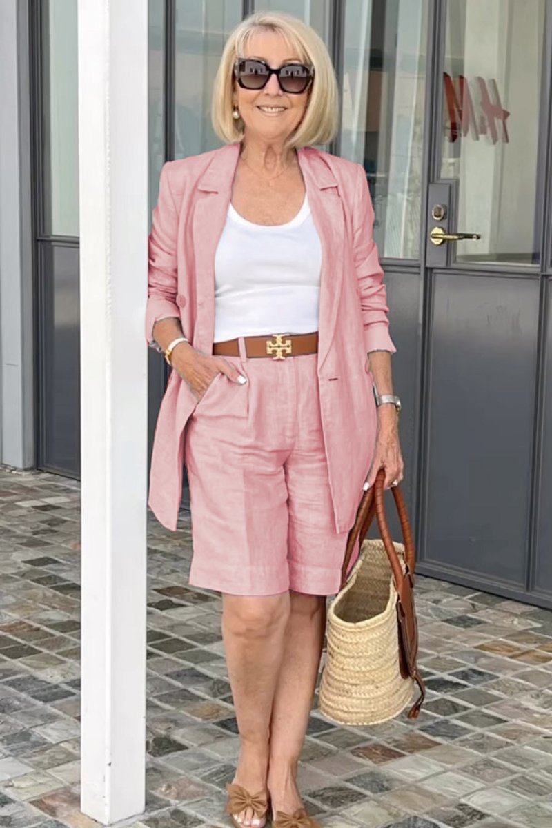 Geblümte Sommerjacke & Shorts Set Leicht