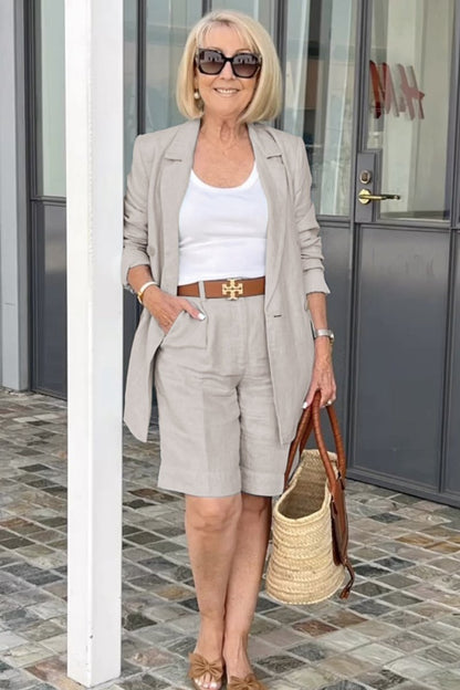 Geblümte Sommerjacke & Shorts Set Leicht