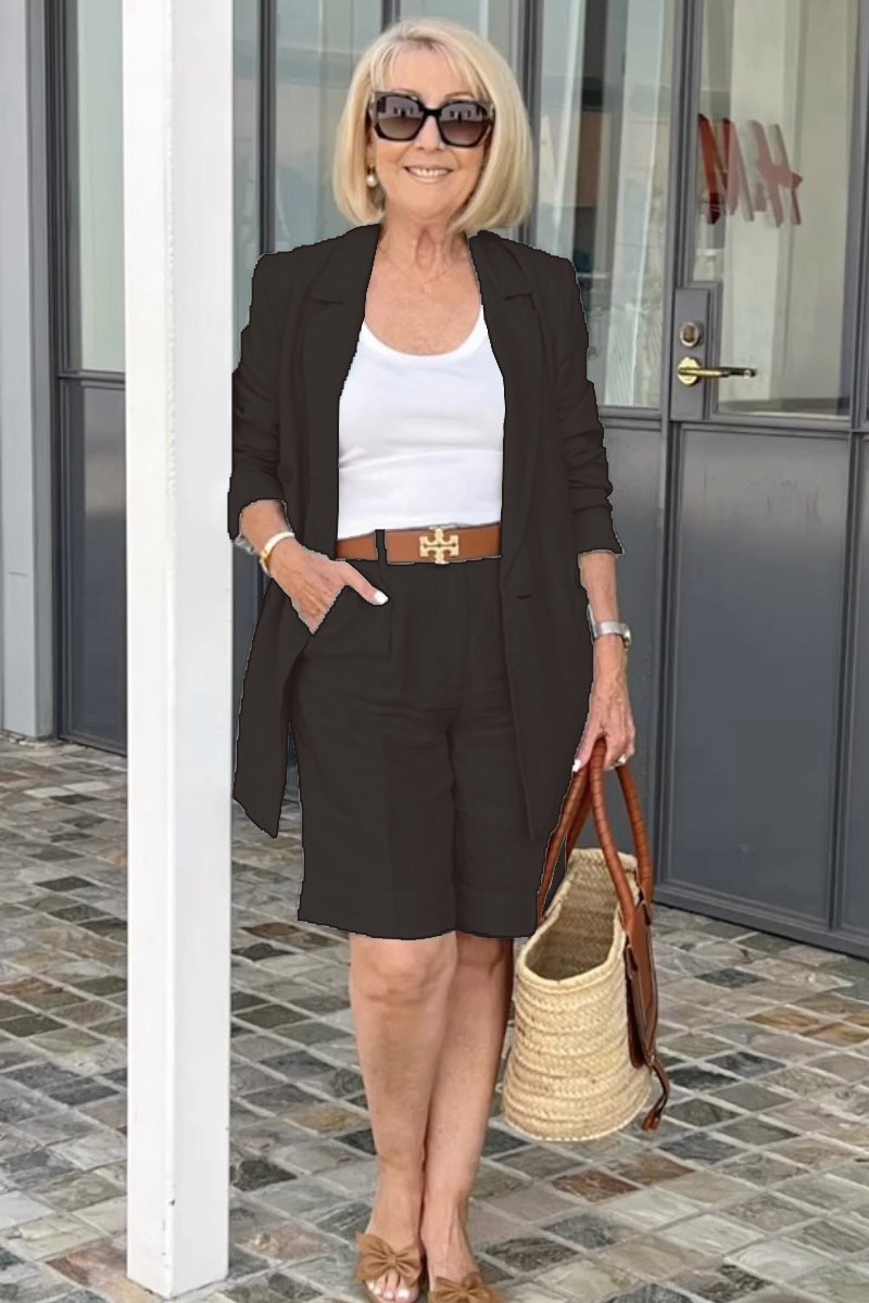 Geblümte Sommerjacke & Shorts Set Leicht