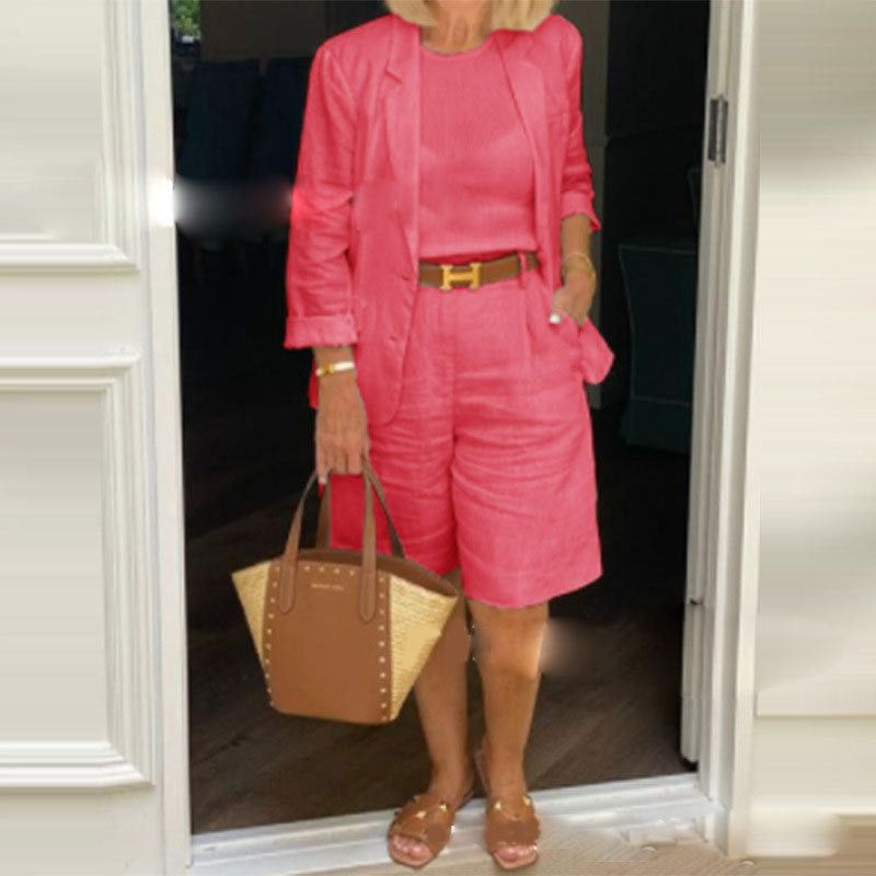 Geblümte Sommerjacke & Shorts Set Leicht