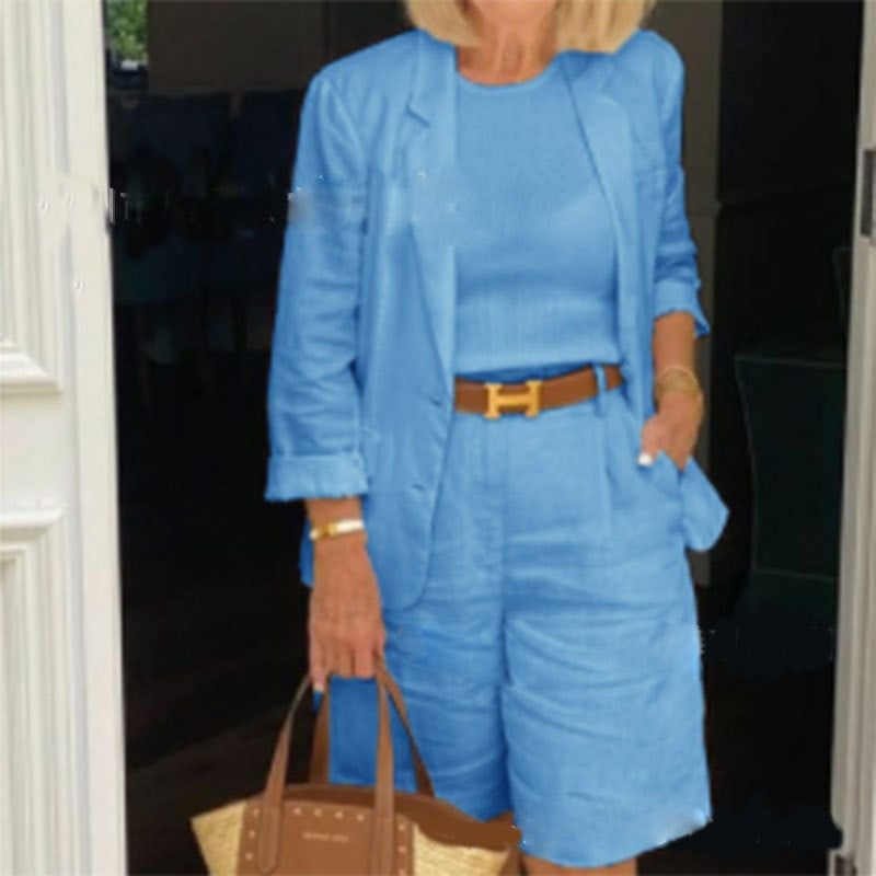 Geblümte Sommerjacke & Shorts Set Leicht