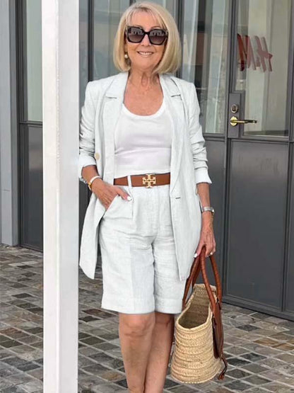 Geblümte Sommerjacke & Shorts Set Leicht