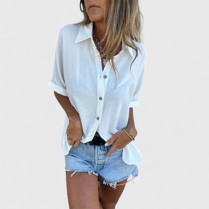 Damenbluse Lockere Kurzarm Bluse Sommer