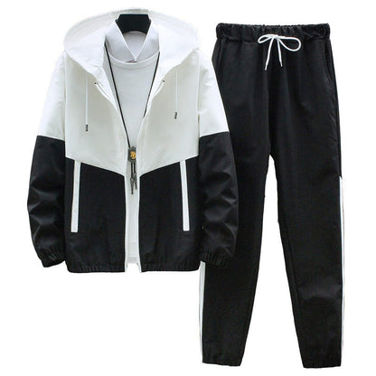 Herren-Jacke mit Kapuze Winddicht Schwarz Modern