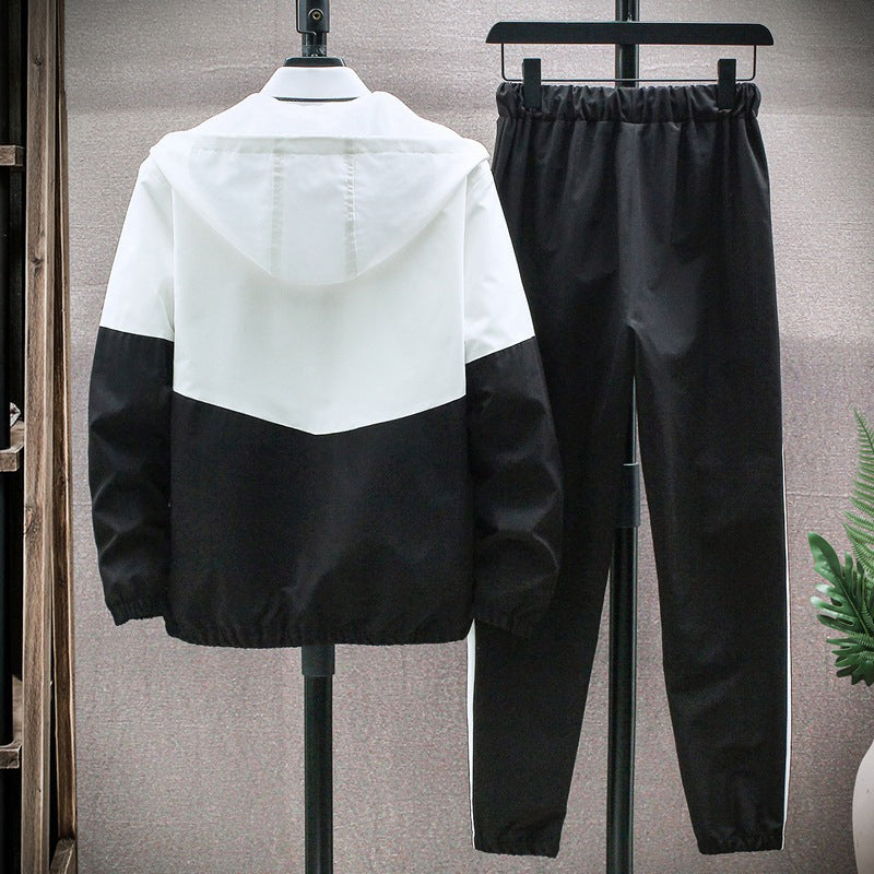 Herren-Jacke mit Kapuze Winddicht Schwarz Modern