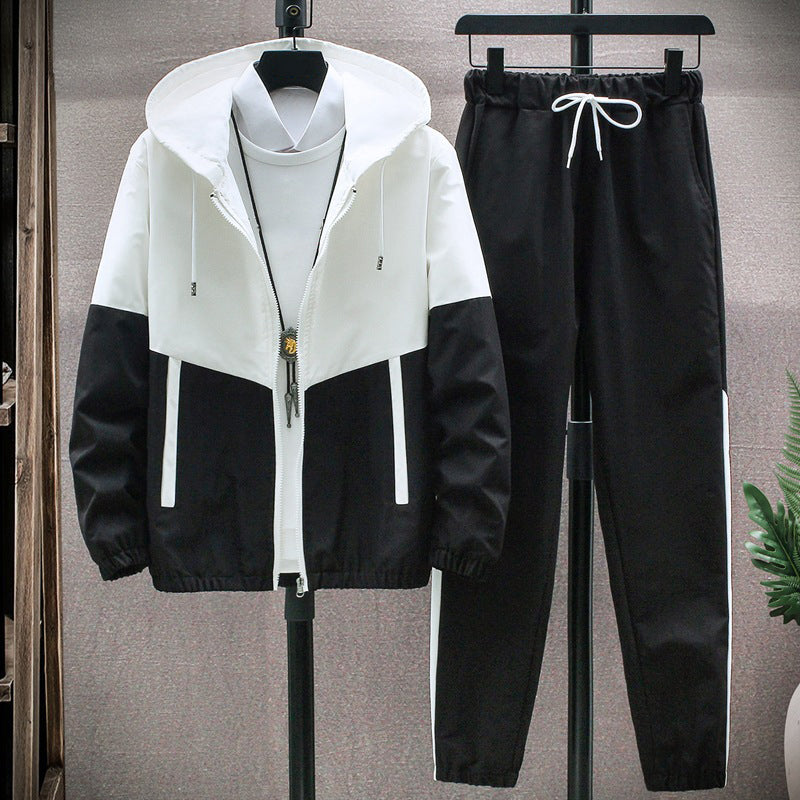 Herren-Jacke mit Kapuze Winddicht Schwarz Modern