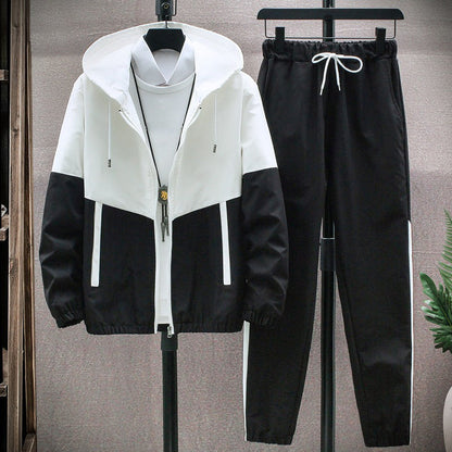 Herren-Jacke mit Kapuze Winddicht Schwarz Modern