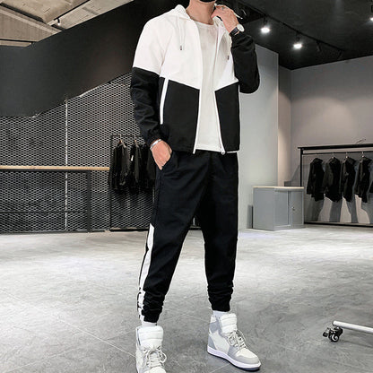 Herren-Jacke mit Kapuze Winddicht Schwarz Modern