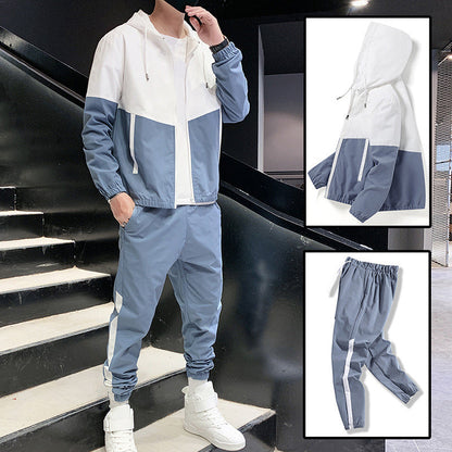 Herren-Jacke mit Kapuze Winddicht Schwarz Modern