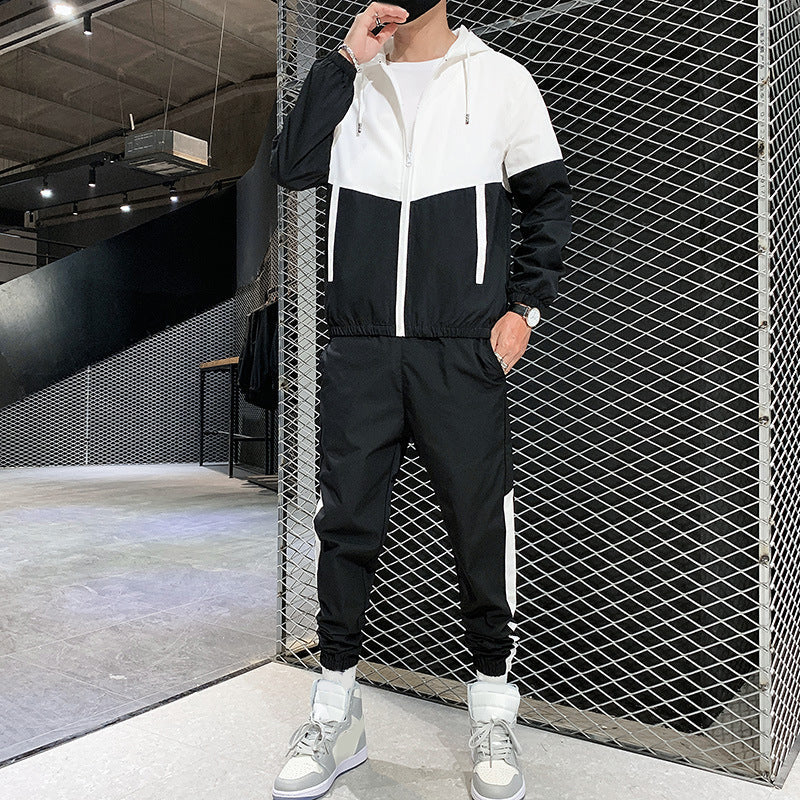 Herren-Jacke mit Kapuze Winddicht Schwarz Modern