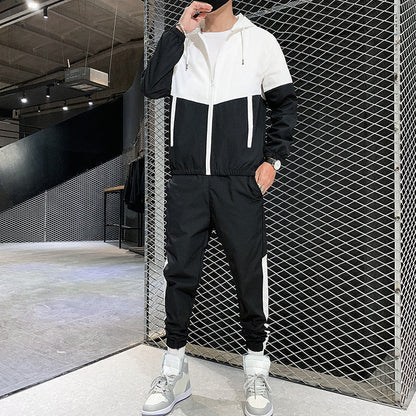 Herren-Jacke mit Kapuze Winddicht Schwarz Modern