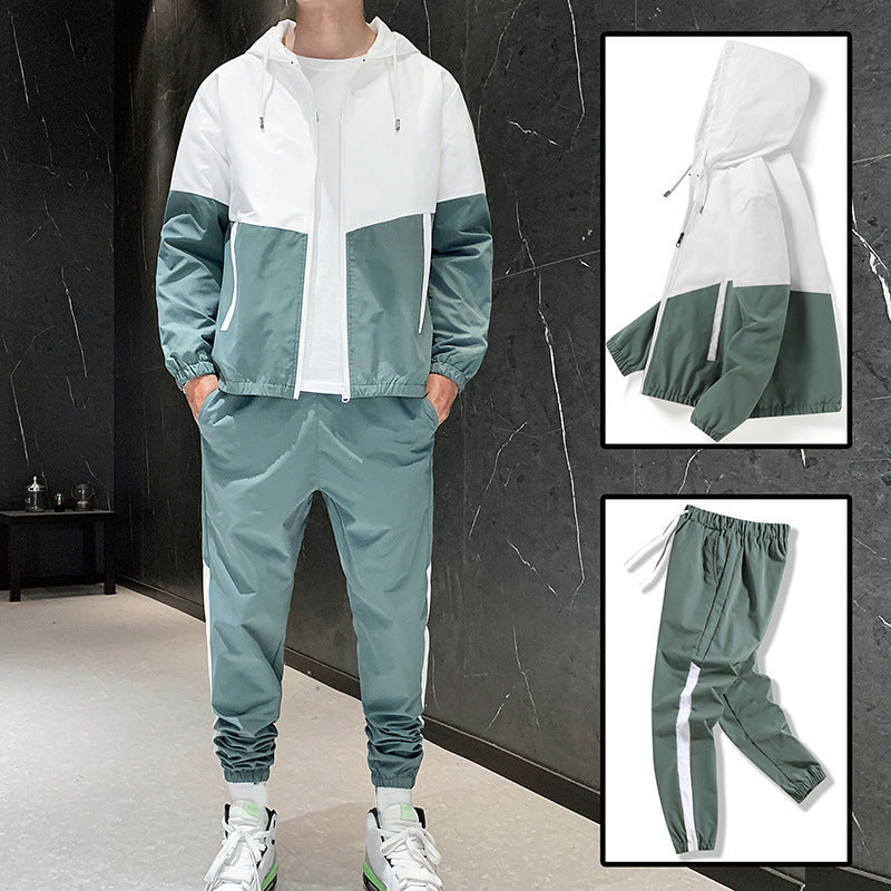 Herren-Jacke mit Kapuze Winddicht Schwarz Modern