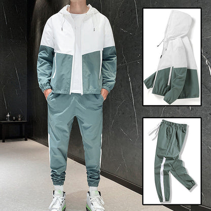 Herren-Jacke mit Kapuze Winddicht Schwarz Modern