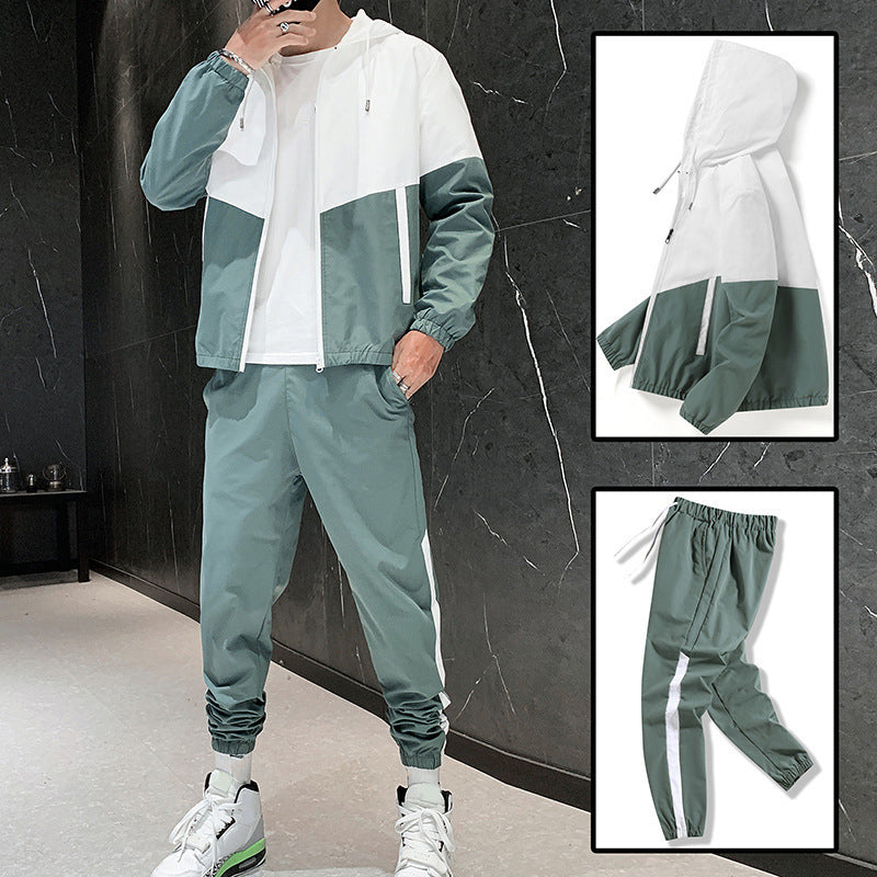 Herren-Jacke mit Kapuze Winddicht Schwarz Modern