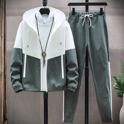 Herren-Jacke mit Kapuze Winddicht Schwarz Modern