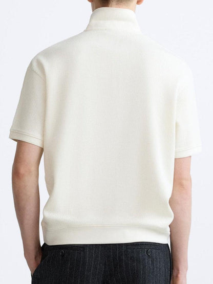 Kurzärmliges Poloshirt Weiß Bequem Minimalistisch