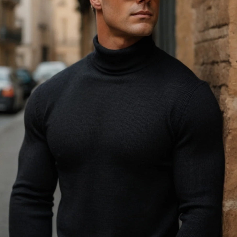 Bequemer Herren Pullover Weich Baumwolle Rollkragen - BerlinGlamour