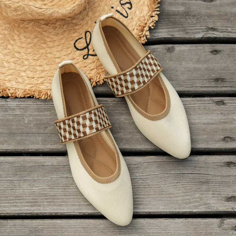 Damen Ballerinas Frühling Freizeitschuhe mit Riemen