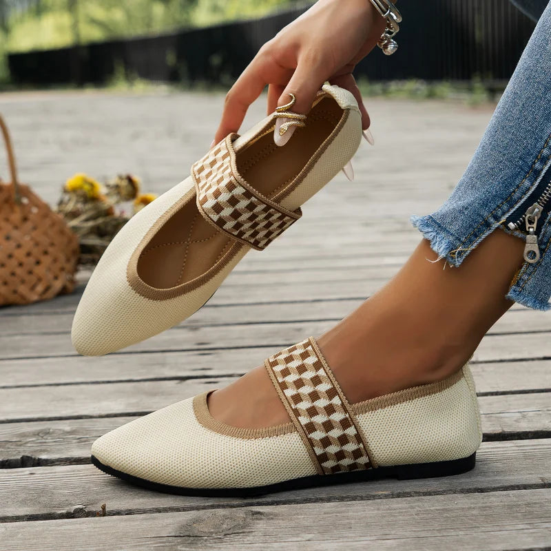 Damen Ballerinas Frühling Freizeitschuhe mit Riemen