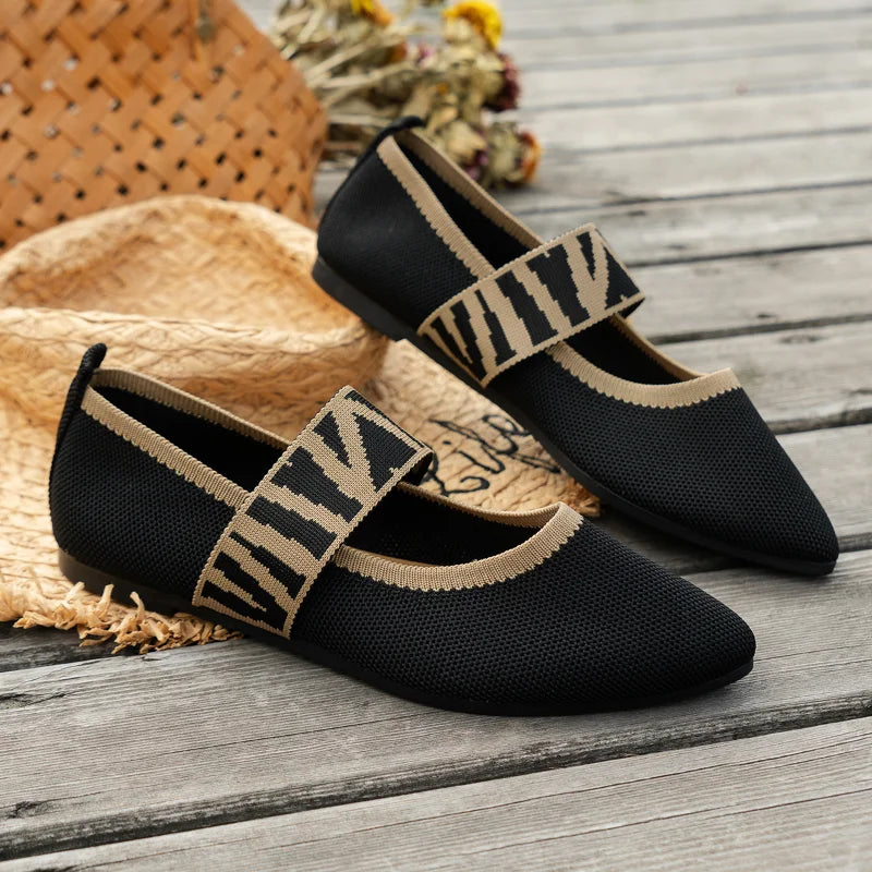 Damen Ballerinas Frühling Freizeitschuhe mit Riemen