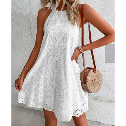 Weißes Mini Sommerkleid Frauen Sexy Kurz