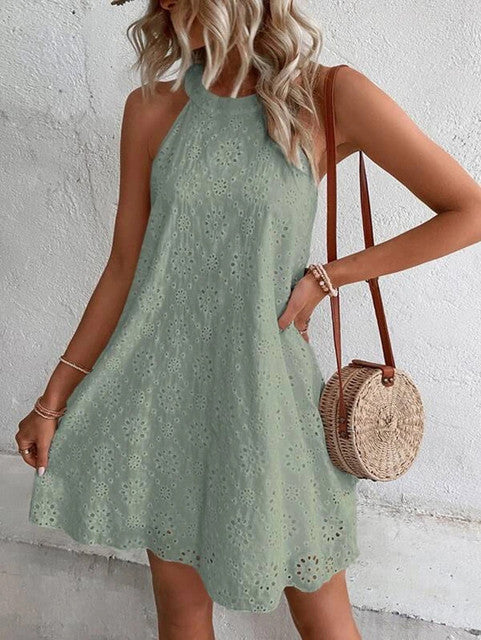 Weißes Mini Sommerkleid Frauen Sexy Kurz