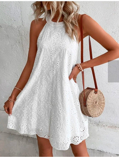 Weißes Mini Sommerkleid Frauen Sexy Kurz