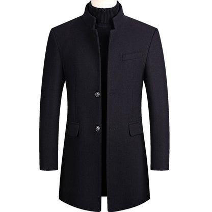 Herren Mantel Elegant Lang Schwarz