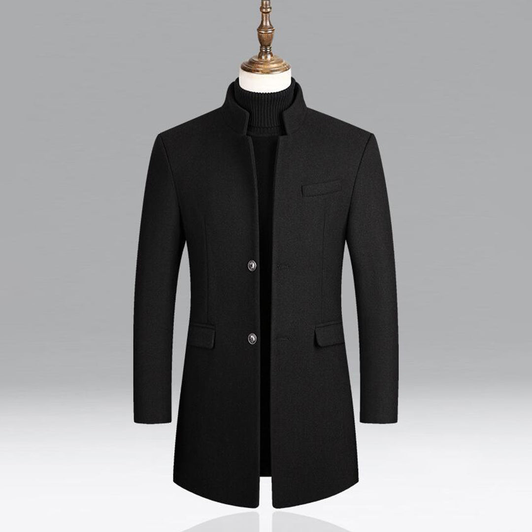 Herren Mantel Elegant Lang Schwarz