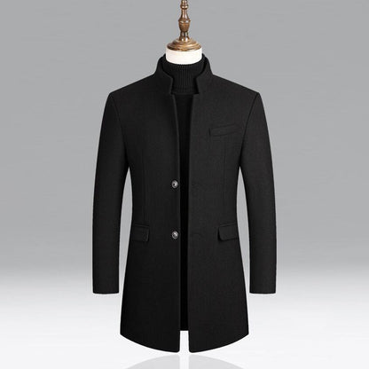 Herren Mantel Elegant Lang Schwarz