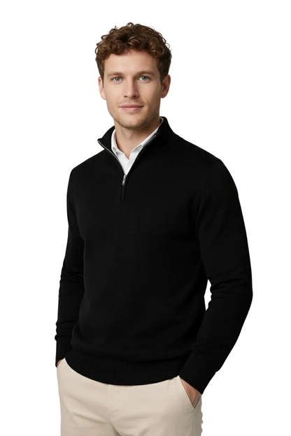 Herren Pullover Stehkragen Mit Halbreißverschluss Baumwolle - BerlinGlamour