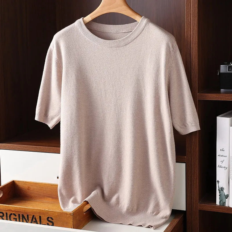 Kaschmir T-Shirt Herren Rundhals Weich