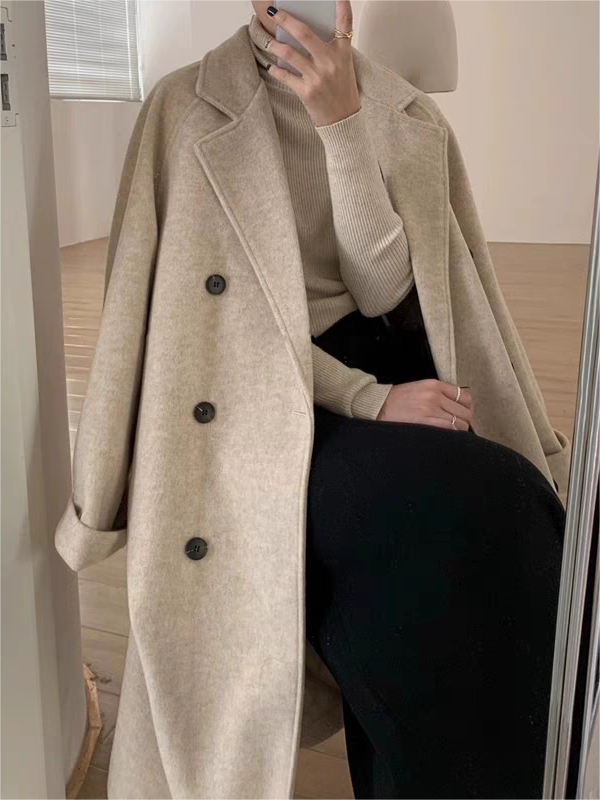 Damenschal Mantel Oversized Lang Reverskragen Mit Gürtel - BerlinGlamour