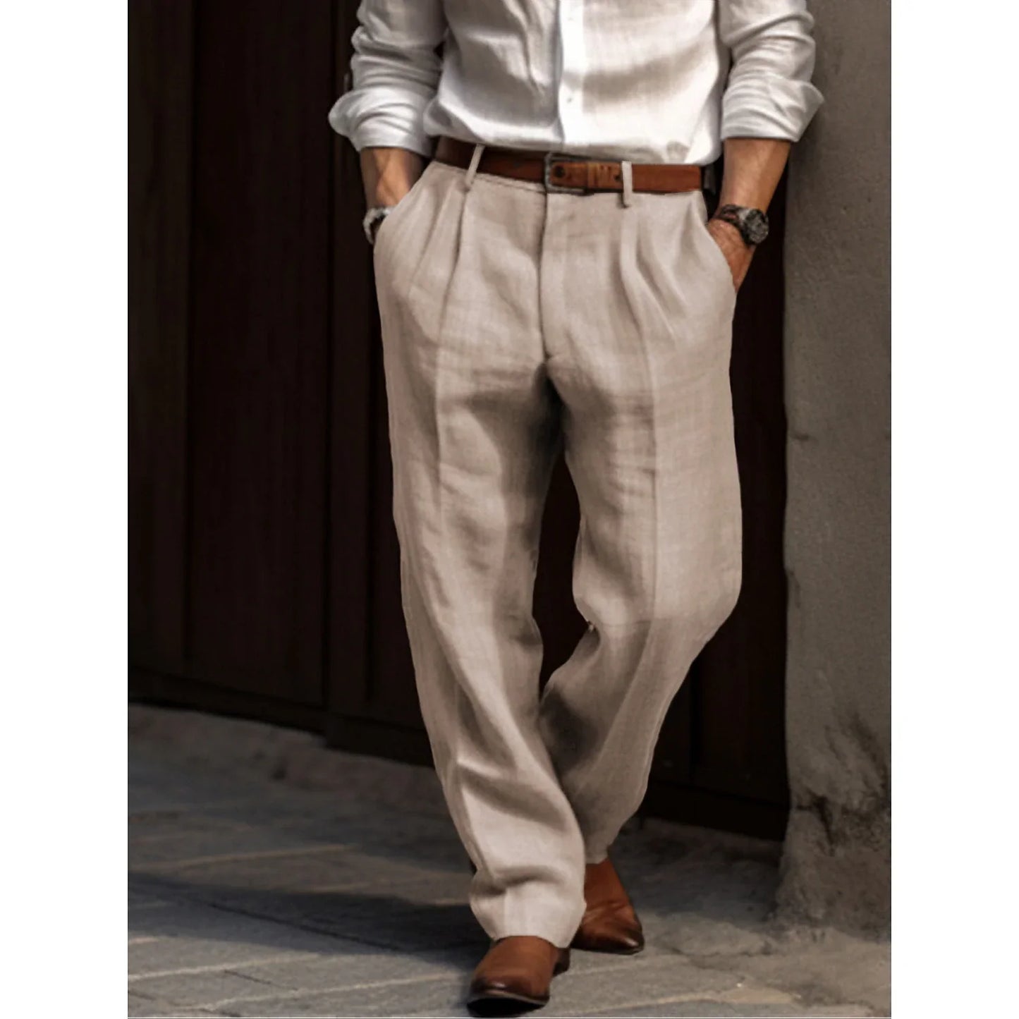 Herren Leinenhose Plissiert Bequem Sommer - BerlinGlamour