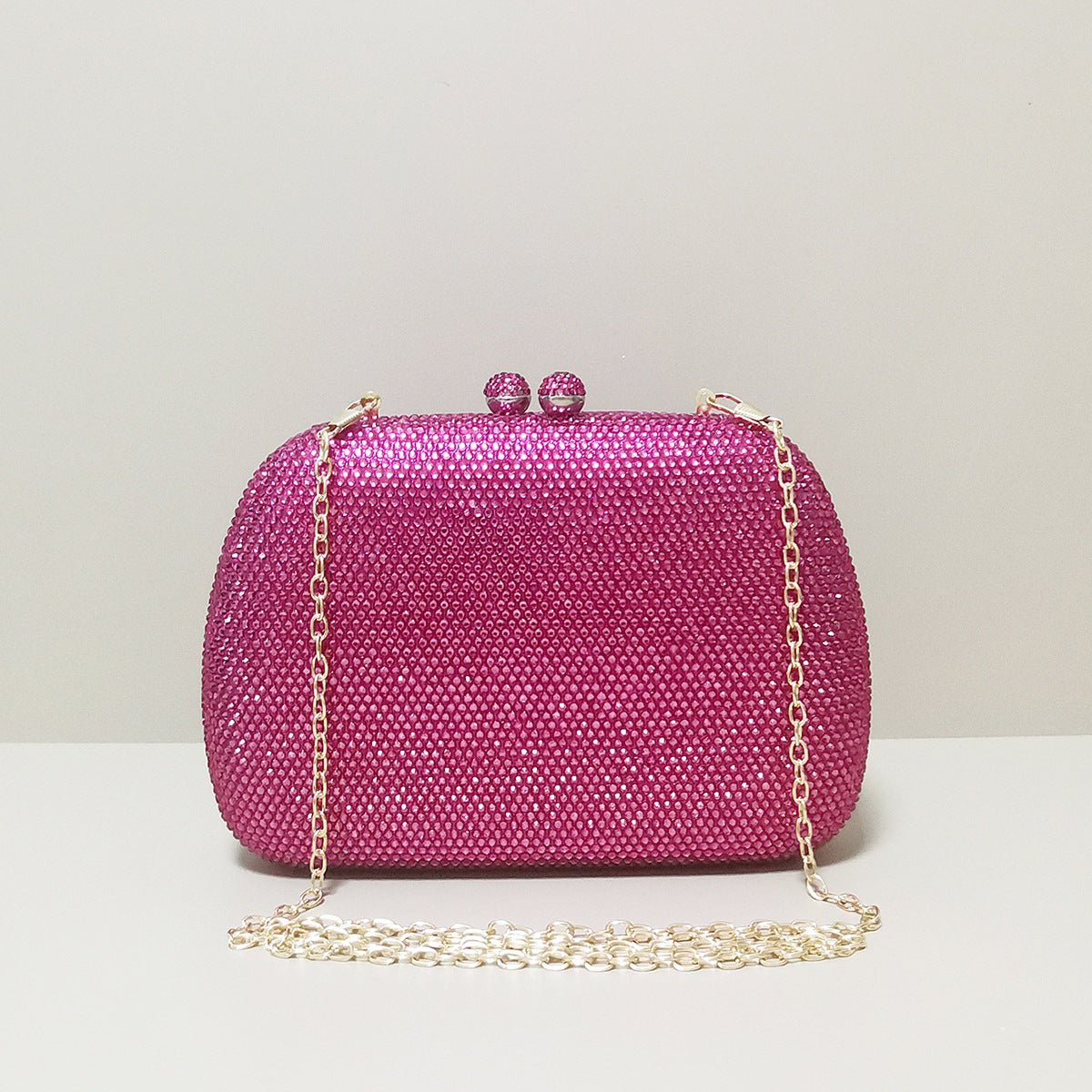 Glitzernde Abendtasche Damen Clutch mit Strasssteinen Pink
