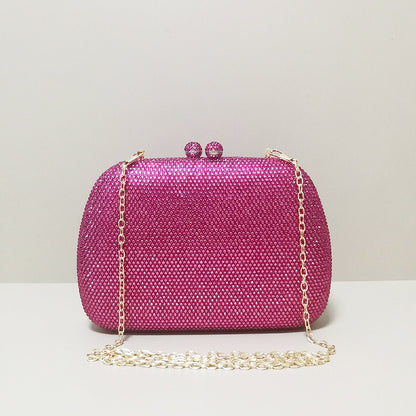 Glitzernde Abendtasche Damen Clutch mit Strasssteinen Pink