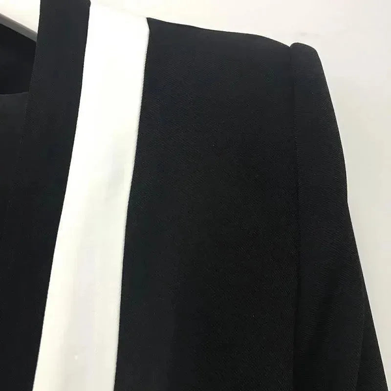 Damen Blazer Tuxedo Style Modern Patchwork