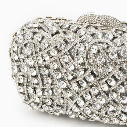 Glitzernde Clutch Damen Abendtasche Silber Strass