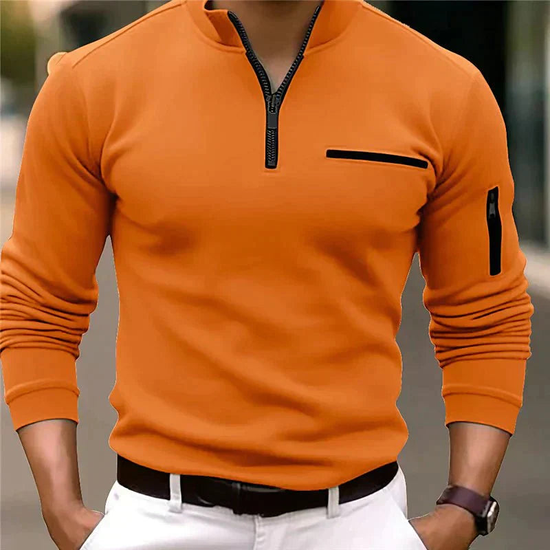 Herren Pullover Viertelreißverschluss Warm