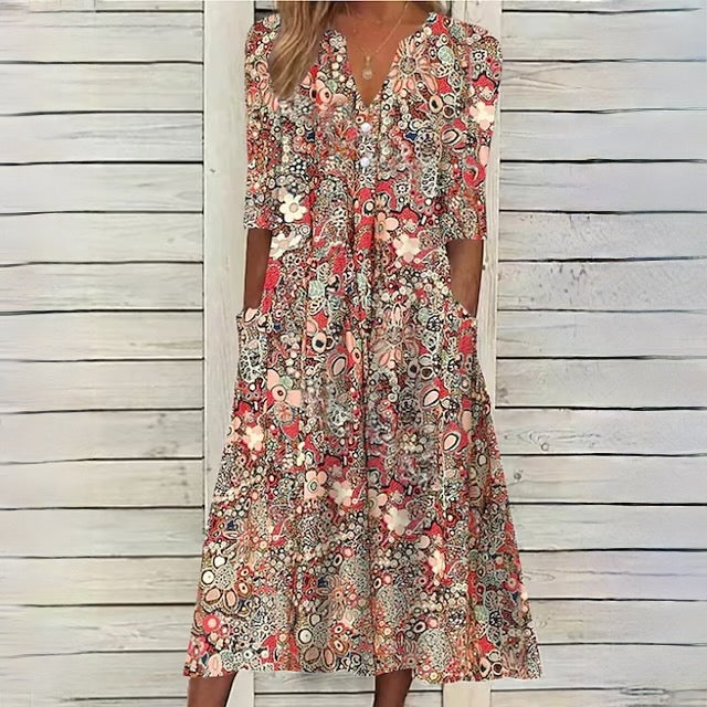 Blumenkleid Frühjahr Farbenfroh Sommerlich Frauenkleid - BerlinGlamour